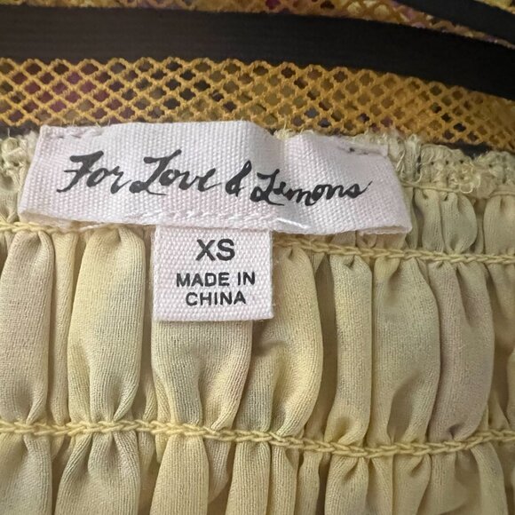 For Love & Lemons Odette Silk Smocked Floral Skirt Ruffled Yellow Size XSYellow - Picture 11 of 11